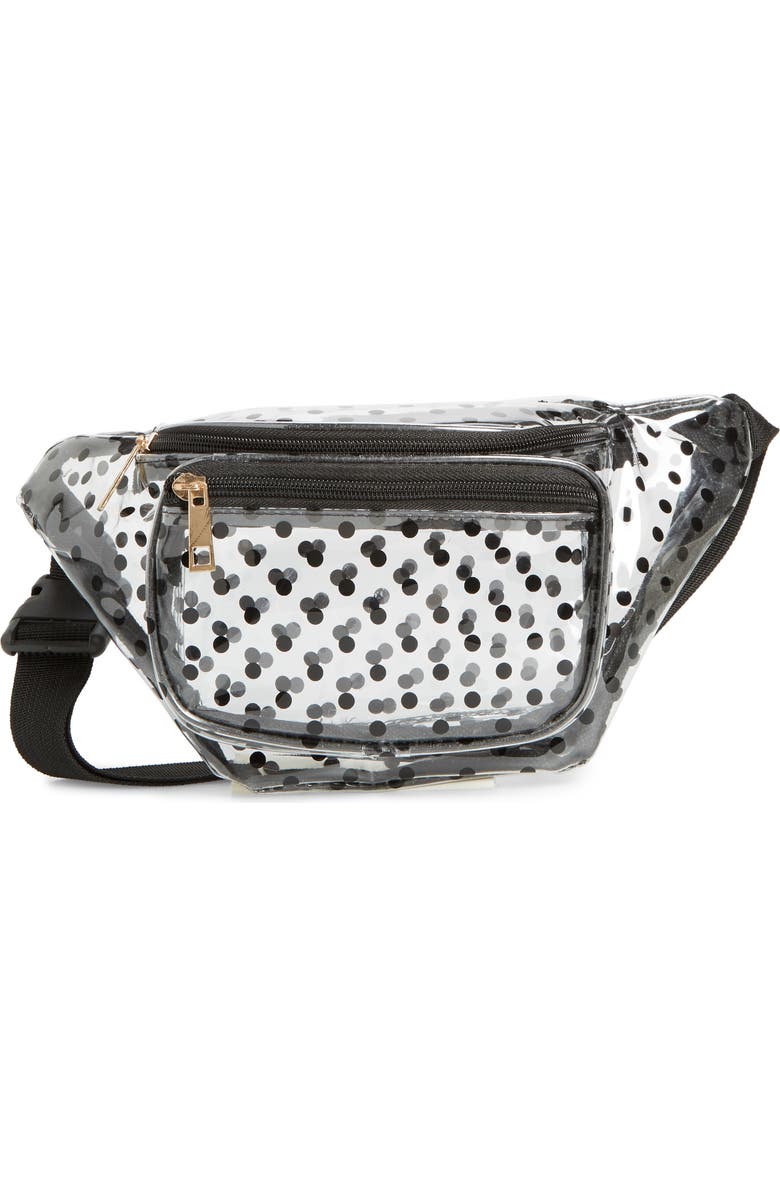 Jane & Berry Polka Dot Transparent Belt Bag, Main, color,