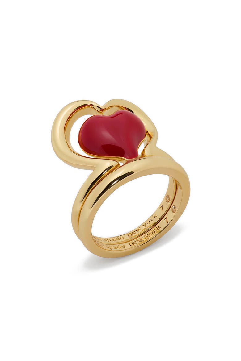 amour set of 2 heart rings, Main, color, DARK SCARLET