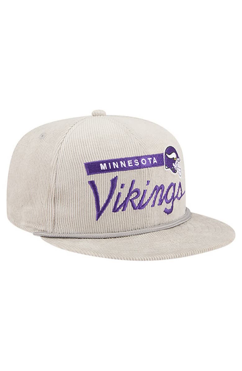 New Era Men's New Era Gray Minnesota Vikings Cord Rope Corduroy 9FIFTY Snapback Hat, Main, color, Gray
