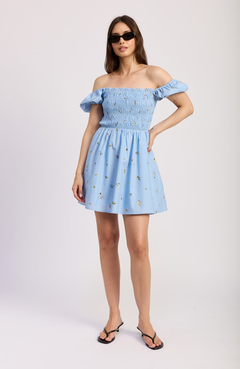 En Saison Zoey Off the Shoulder Minidress, Alternate, color, Blue Multi