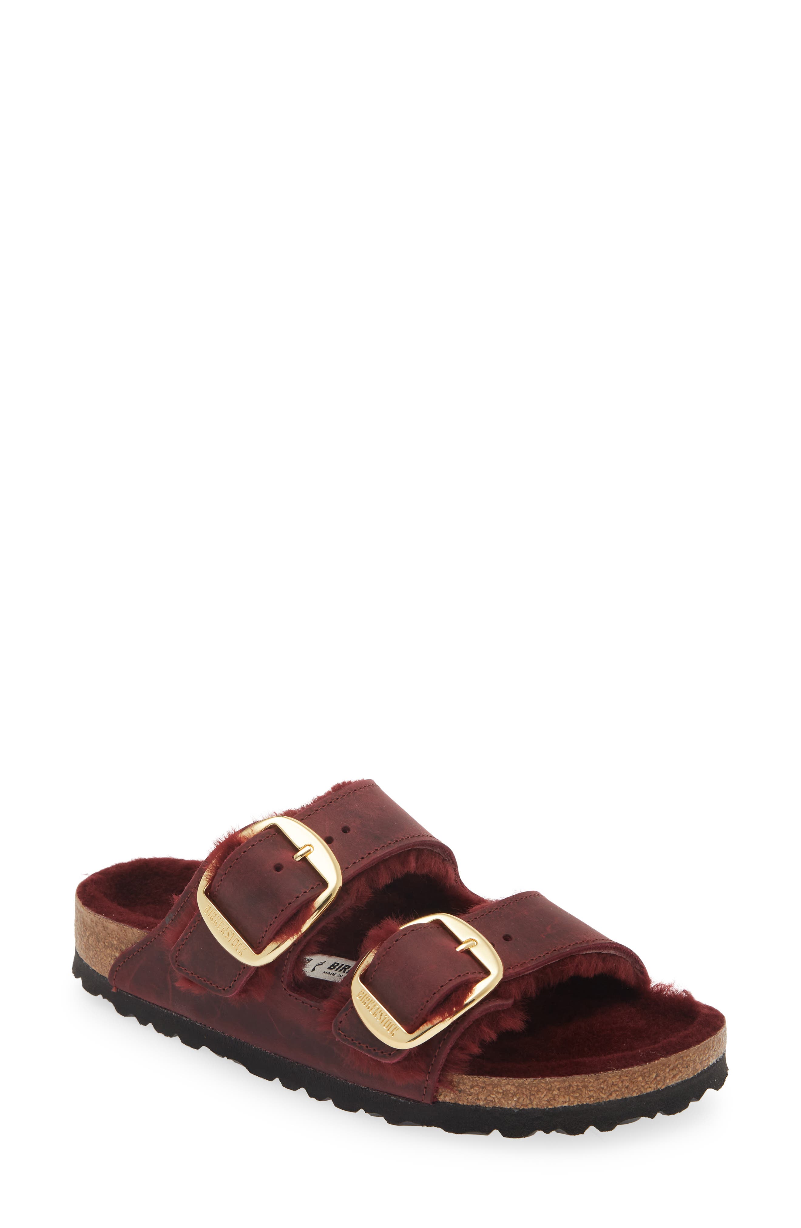 Arizona Big Buckle Genuine Shearling Lined Sandal