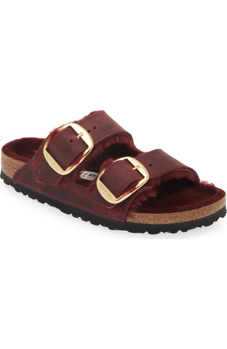 Birkenstock Arizona Big Buckle Genuine Shearling Lined Sandal, Main, color, Purple