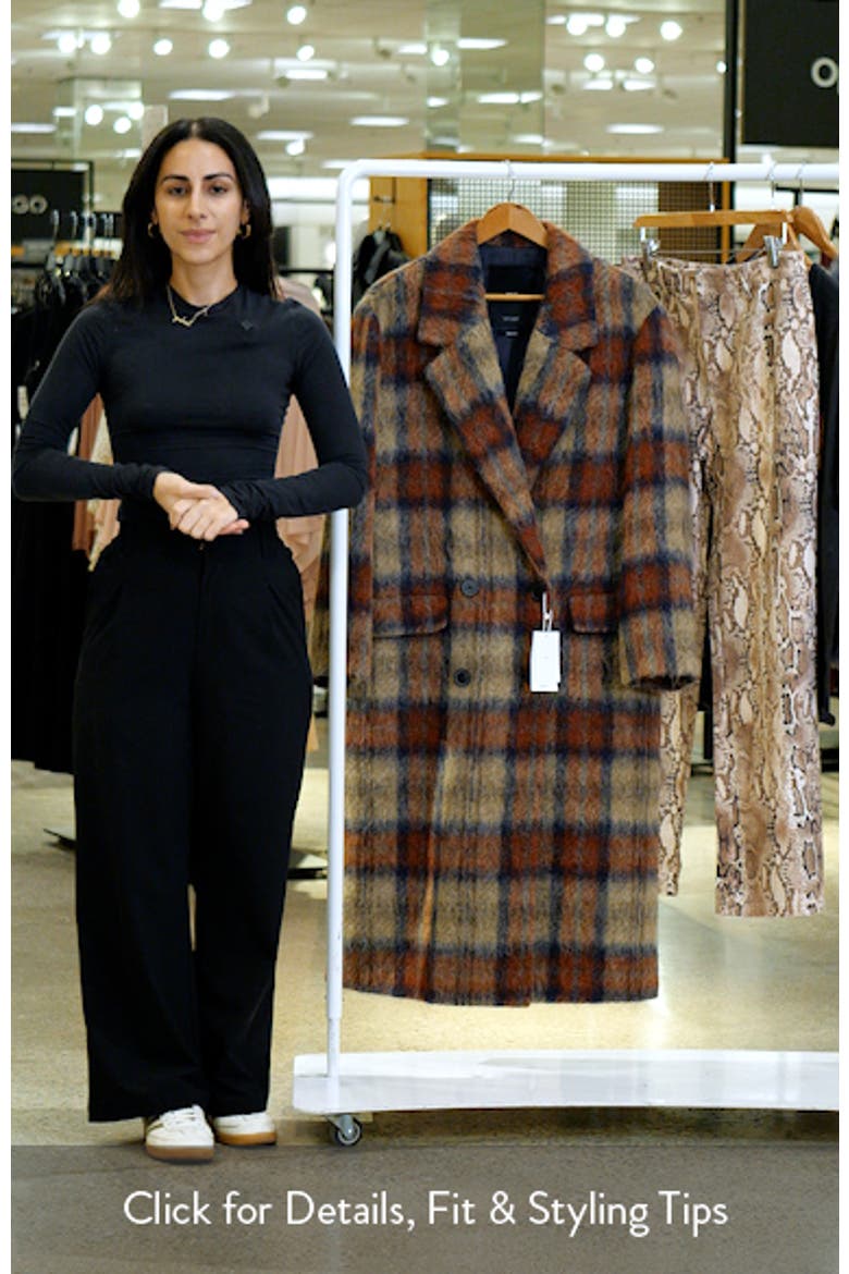 Check Plaid Wool Blend Double Breasted Coat video