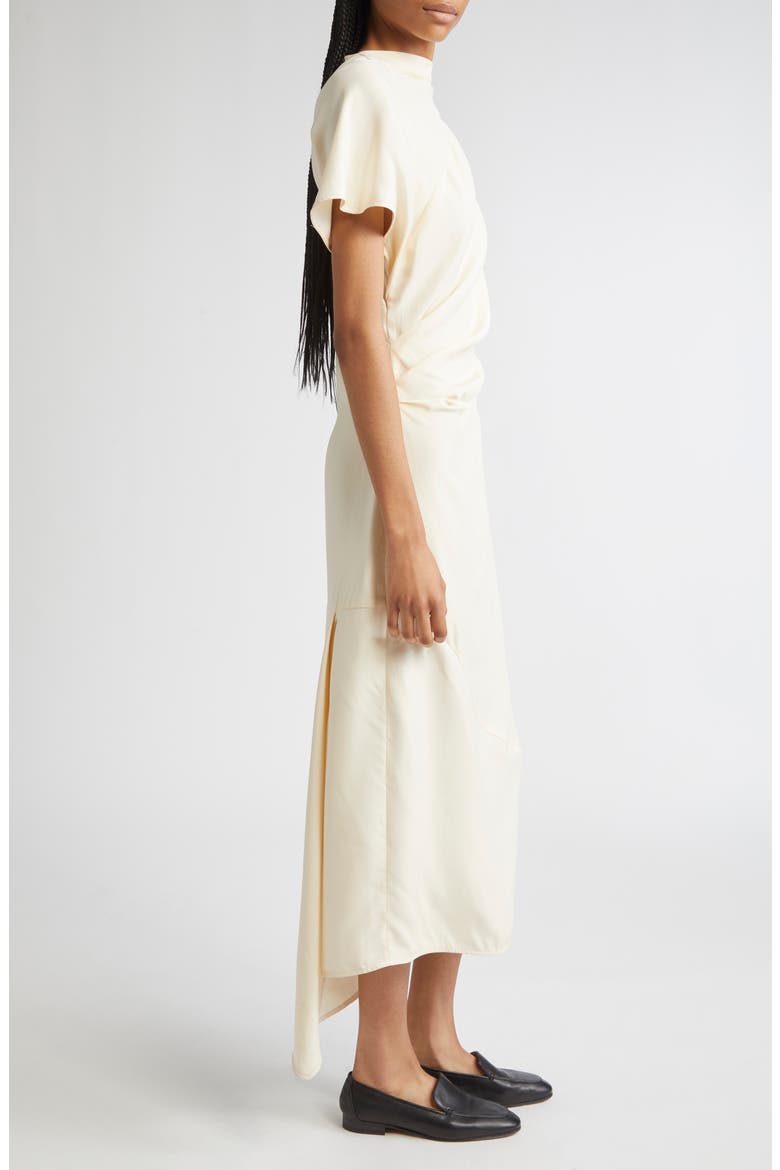 Hallie Hammered Viscose Asymmetric Hem Dress, Alternate, color, CHAMPAGNE