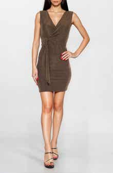 Milan Metallic Faux Wrap Dress