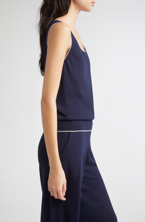 Eleventy Tipped Merino Wool Sweater Tank In Blue