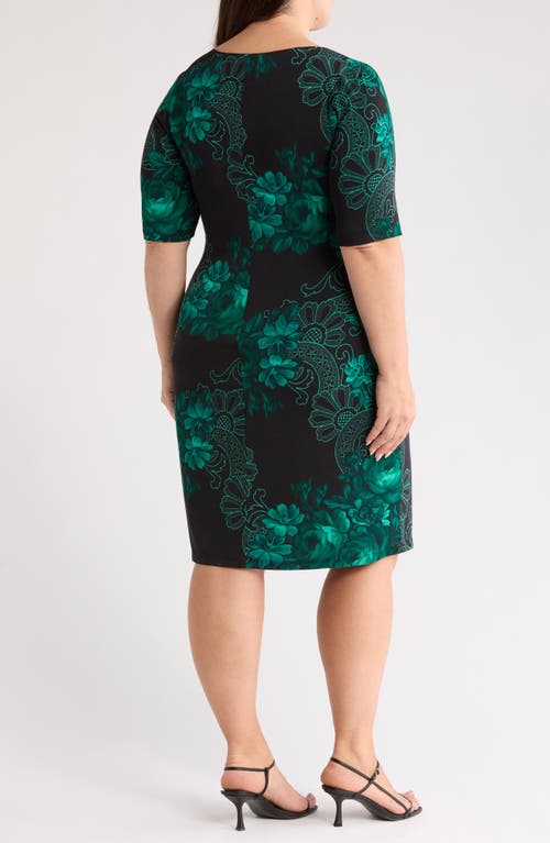 Connected Apparel Side Shirred Body-con Dress In Green