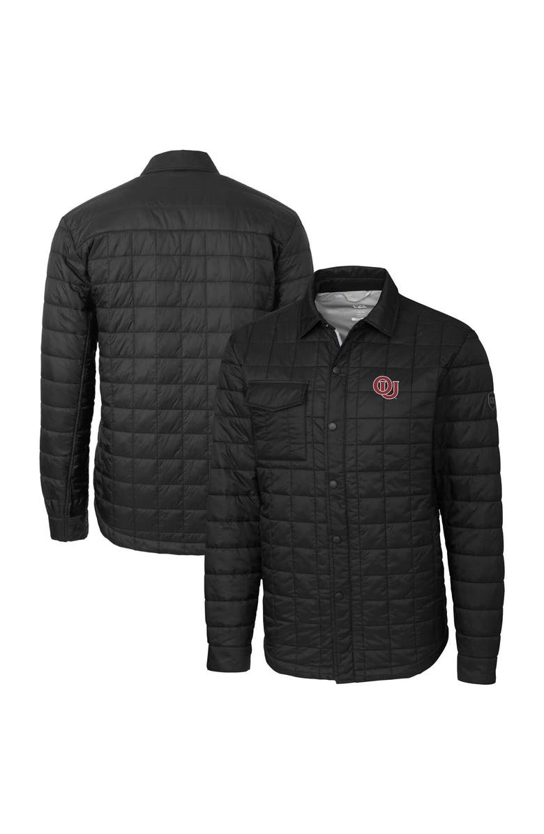 Cutter & Buck Men's Cutter & Buck  Black Oklahoma Sooners Vault Rainier PrimaLoft Eco Insulated Quilted Button-Up Shacket, Main, color, 