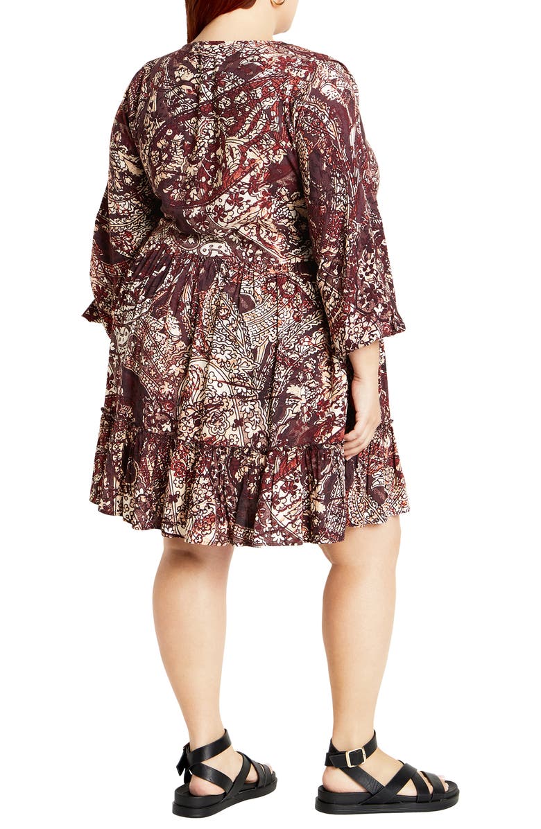 City Chic Alinda Paisley Bell Sleeve Dress, Alternate, color,