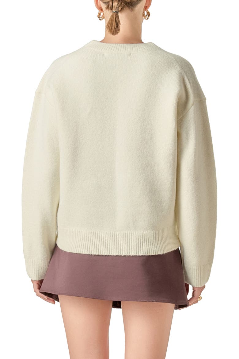 Lettering Sweater, Alternate, color, WHITE/ TAN