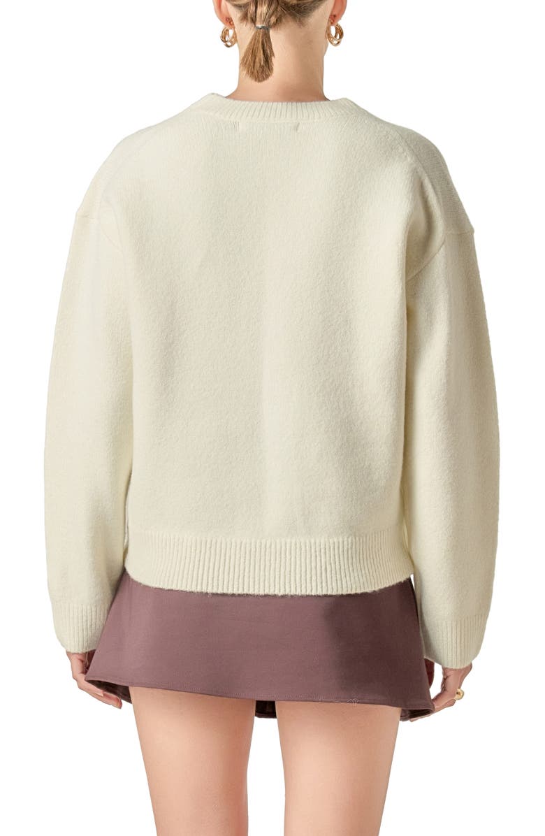 English Factory Lettering Sweater, Alternate, color, White/ Tan