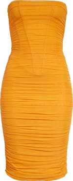 HOUSE OF CB Julianna Strapless Ruched Corset Dress