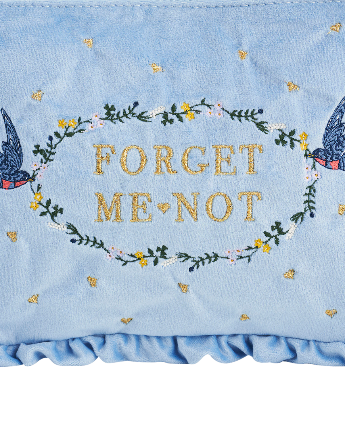 Forget Me Not Velvet Embroidered Pouch, Alternate, color, Light/Pastel Blue