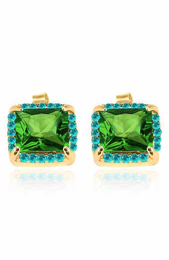 GABI RIELLE Enchanted Bouquet Square Halo Stud Earrings