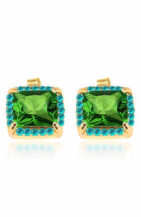 GABI RIELLE Enchanted Bouquet Square Halo Stud Earrings