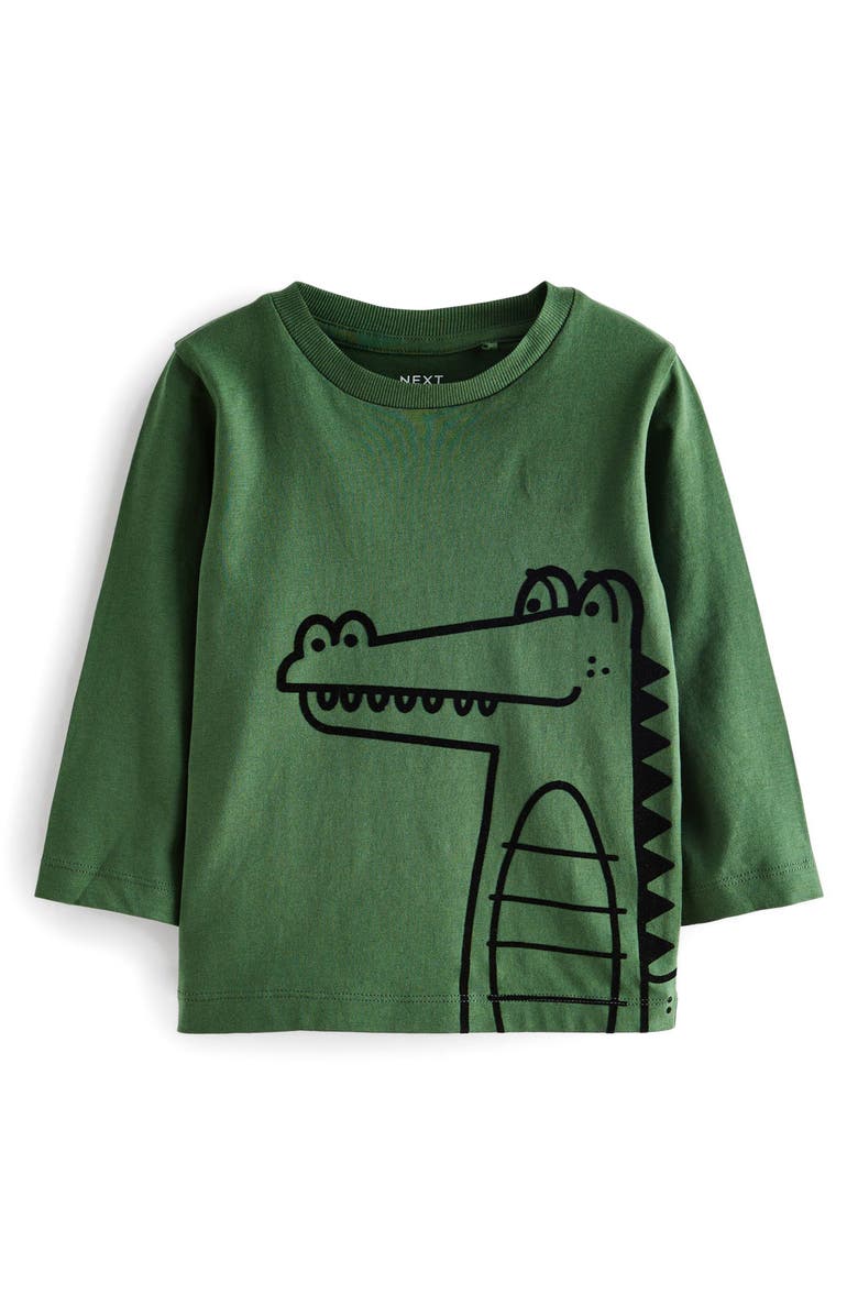 NEXT Kids' Assorted 3-Pack Linear Safari Long Sleeve Graphic T-Shirts, Alternate, color, 