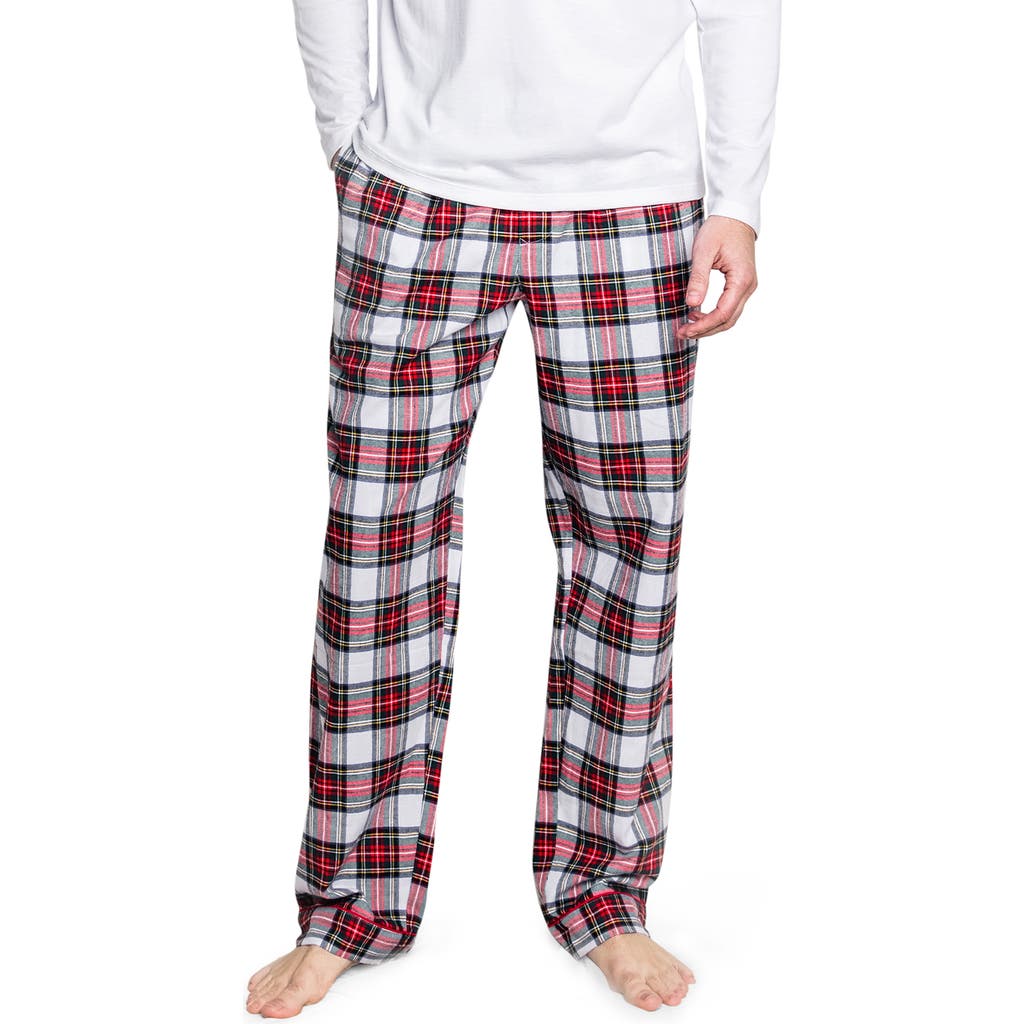 Petite Plume Balmoral Tartan Brushed Cotton Twill Pajama Pants in White  product