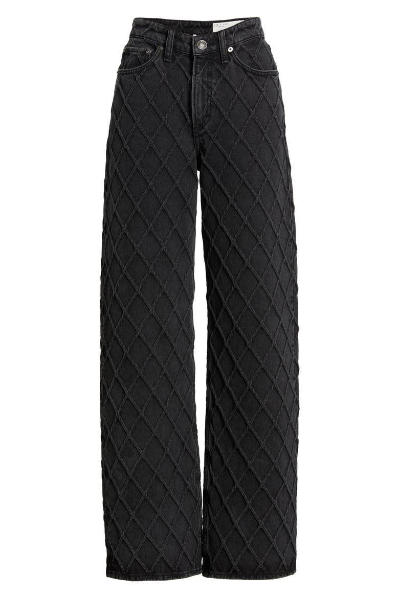 Logan Diamond Texture Mid Rise Wide Leg Jeans, Alternate, color, QWBLK