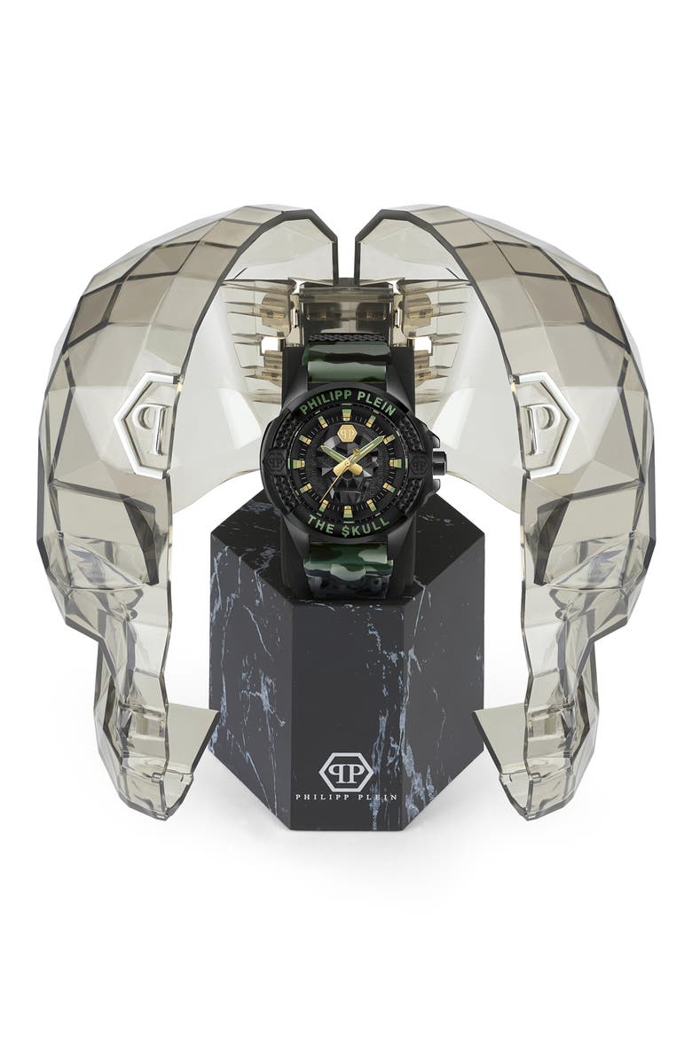 The $kull Silicone Strap Watch, 44mm, Alternate, color, IP GUNMETAL