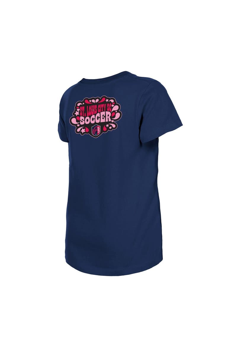 Girls Youth New Era Navy St. Louis City SC Bubble Heart T-Shirt, Alternate, color, Navy
