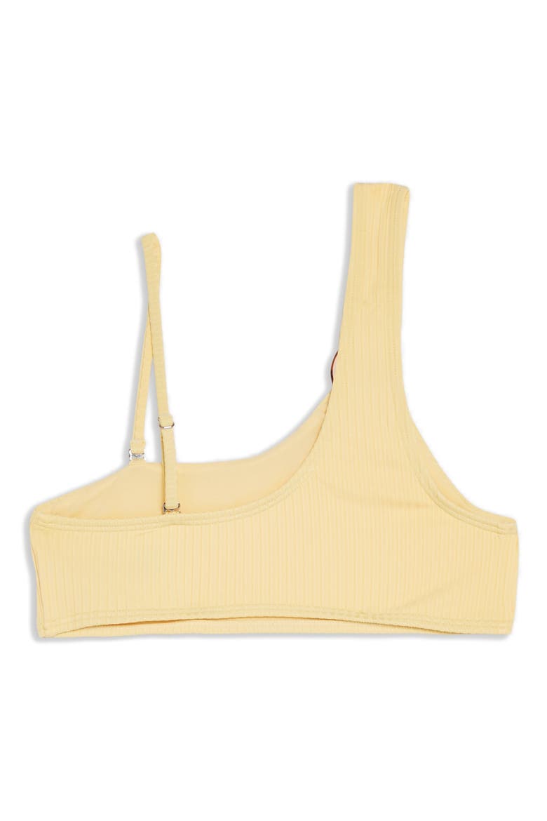 Ribbed Ring One-Shoulder Bikini Top, Alternate, color, YELLOW