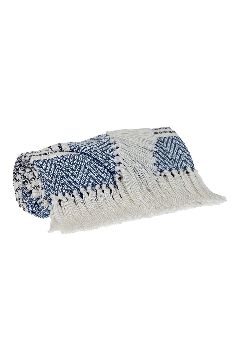 Kai Stripe Fringe Trim Throw Blanket, Alternate, color, BLUE