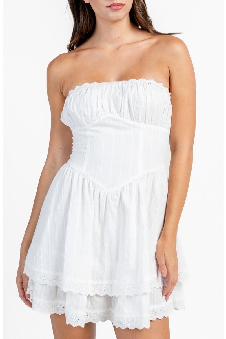 Corset Strapless Minidress, Main, color, OFF WHITE