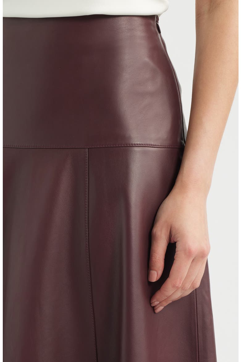 Sevani A-Line Leather Midi Skirt, Alternate, color, MED RD