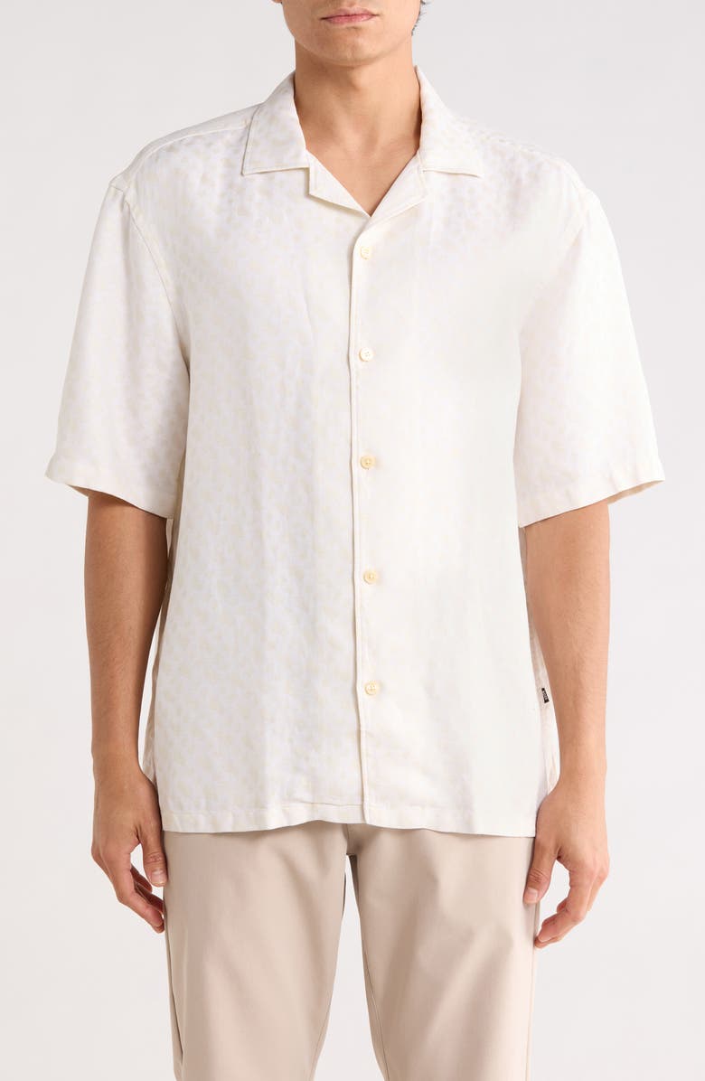 BOSS C-Lars Relaxed Fit Camp Shirt, Main, color, Open White