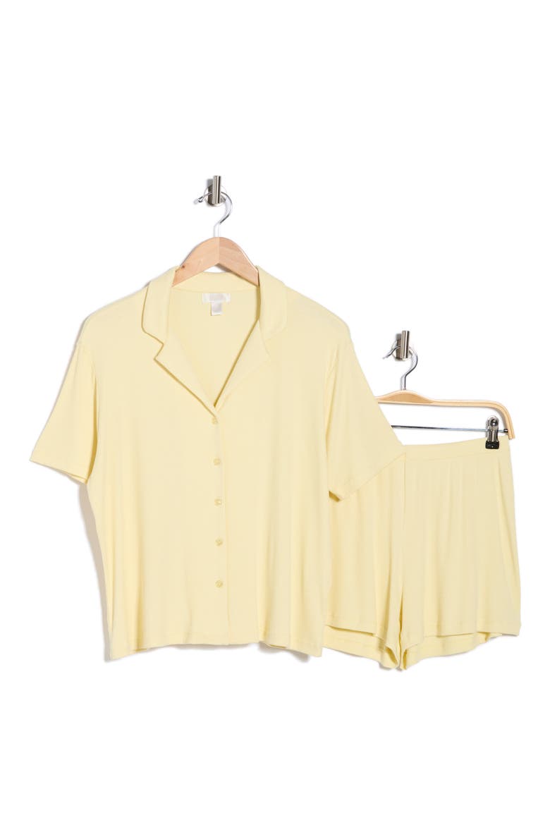 Tranquility Rib Shortie Pajamas, Alternate, color, YELLOW FLAN