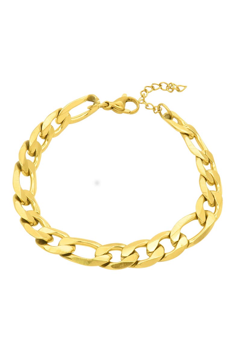 Figaro Chain Bracelet, Main, color, GOLD
