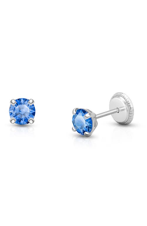 Tiny Blessings 14k Gold 4mm Crystal Birthstone Studs Screw Back Earrings In Silver