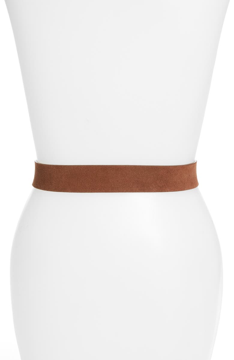 Rachel Parcell Oval Buckle Suede Belt, Alternate, color, 
