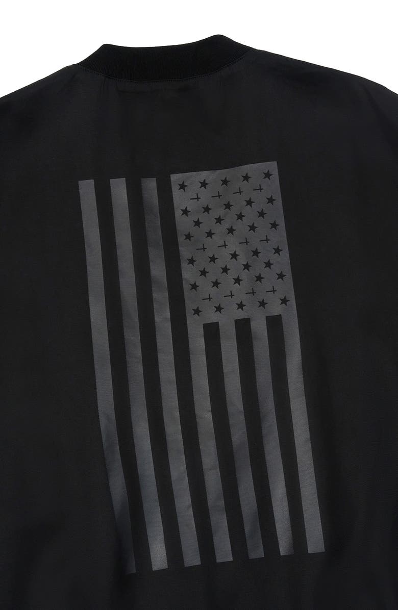 RtA Leonard Flag Graphic Bomber Jacket, Alternate, color, Black American Flag