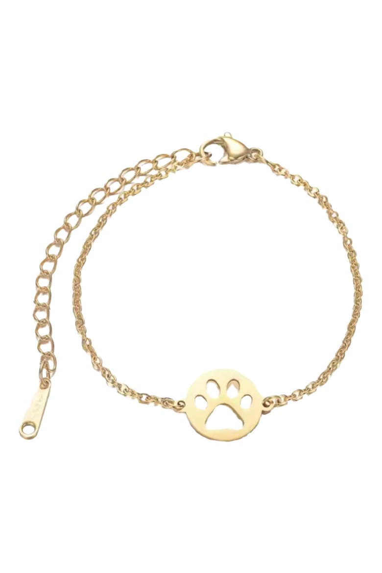 LoveyPaws Link Charm Paw Print  Bracelet, Main, color, Gold
