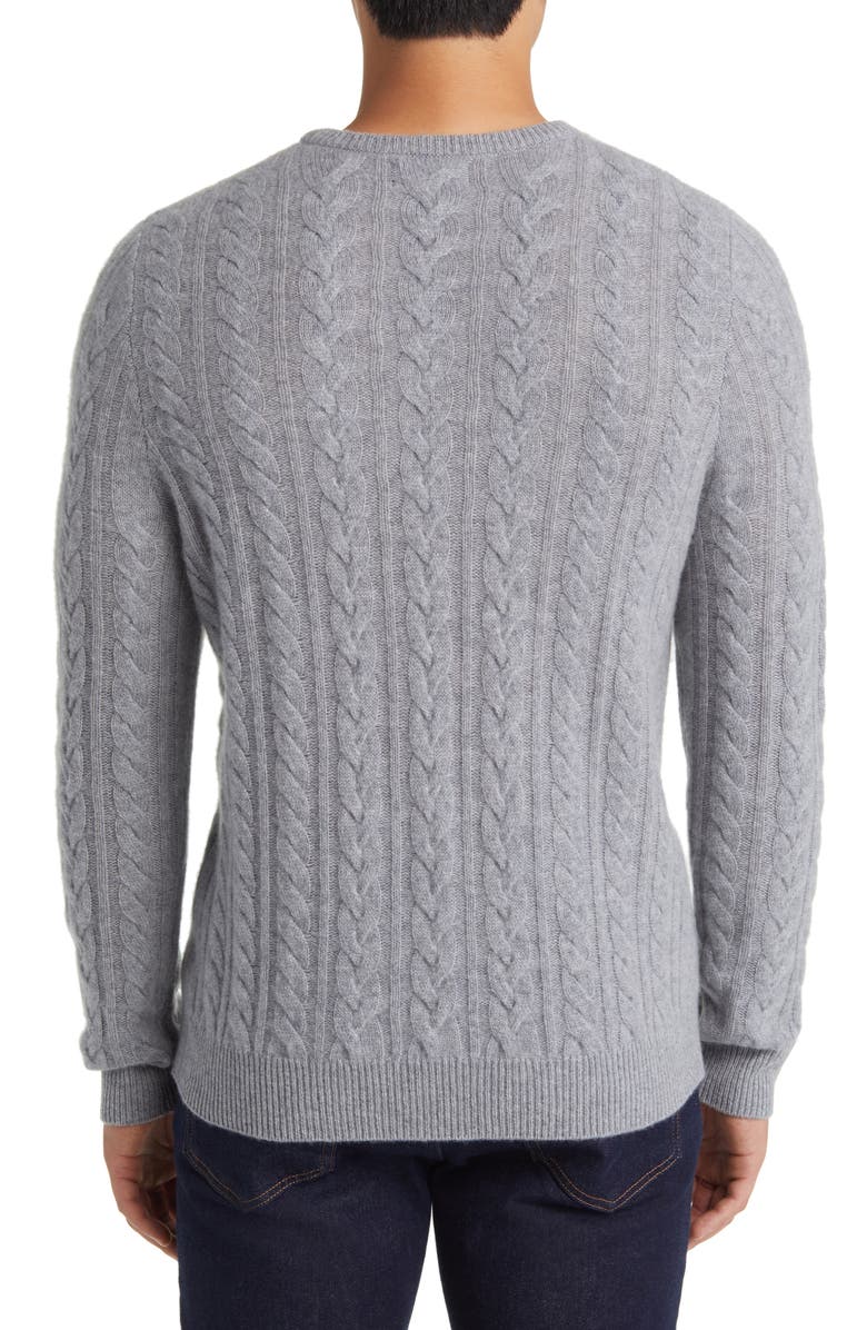 Nordstrom Cable Knit Cashmere Crewneck Sweater, Alternate, color, 