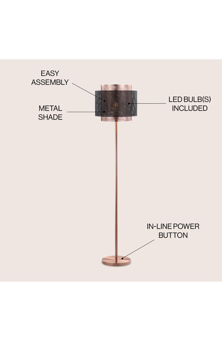 JONATHAN Y Tribeca Metal LED Floor Lamp, Alternate, color, Copper