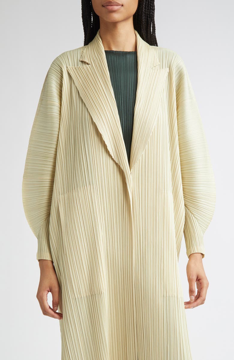 Pleats Please Issey Miyake Monthly Colors December Pleated Coat, Main, color, Ivory