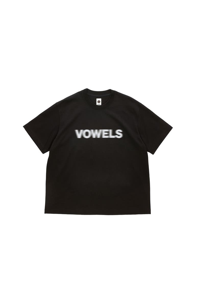 vowels Blur Tee, Main, color, Black
