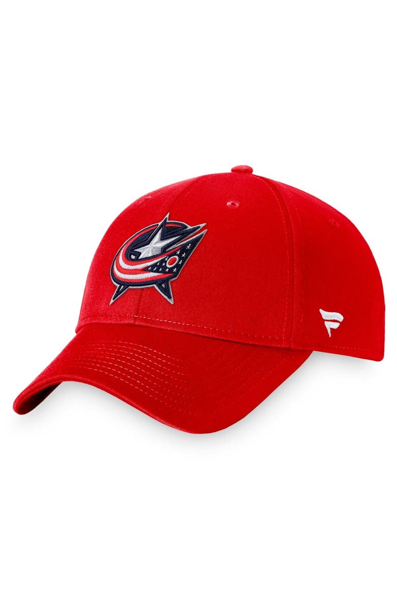 FANATICS Men's Fanatics Branded Red Columbus Blue Jackets Core Adjustable Hat, Main, color, 