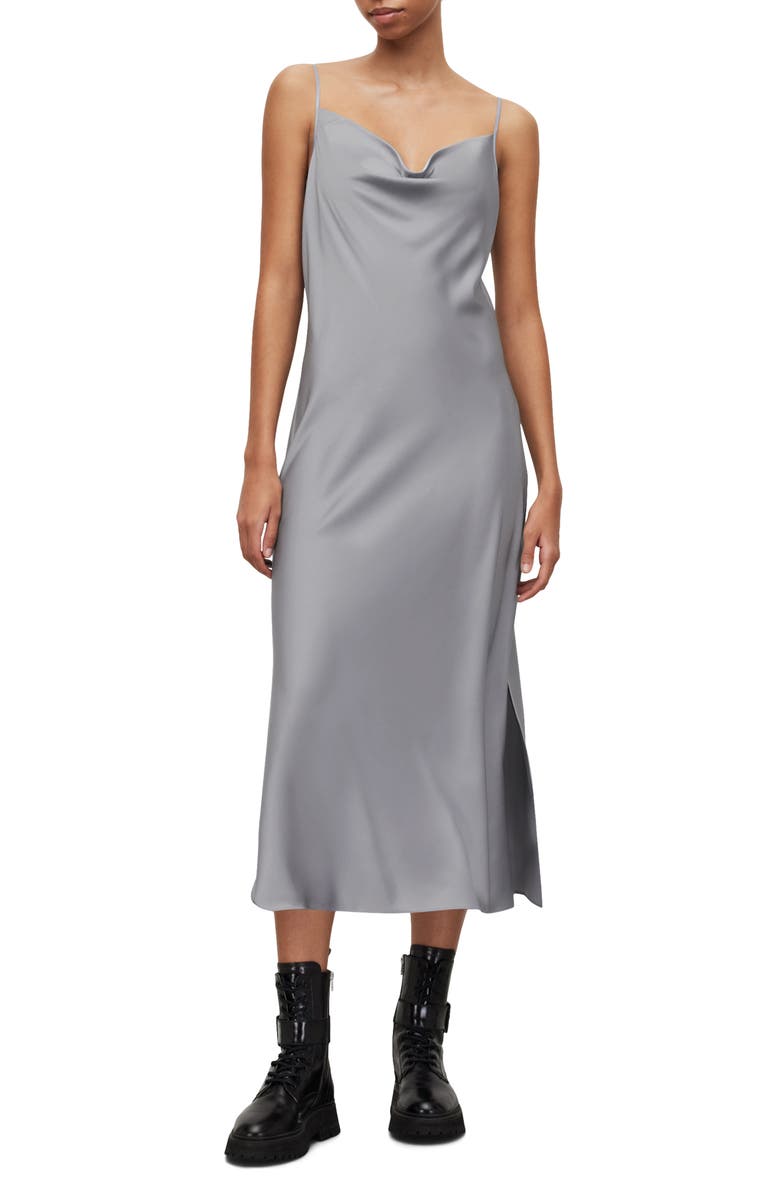 AllSaints Hadley Satin Slipdress, Main, color,