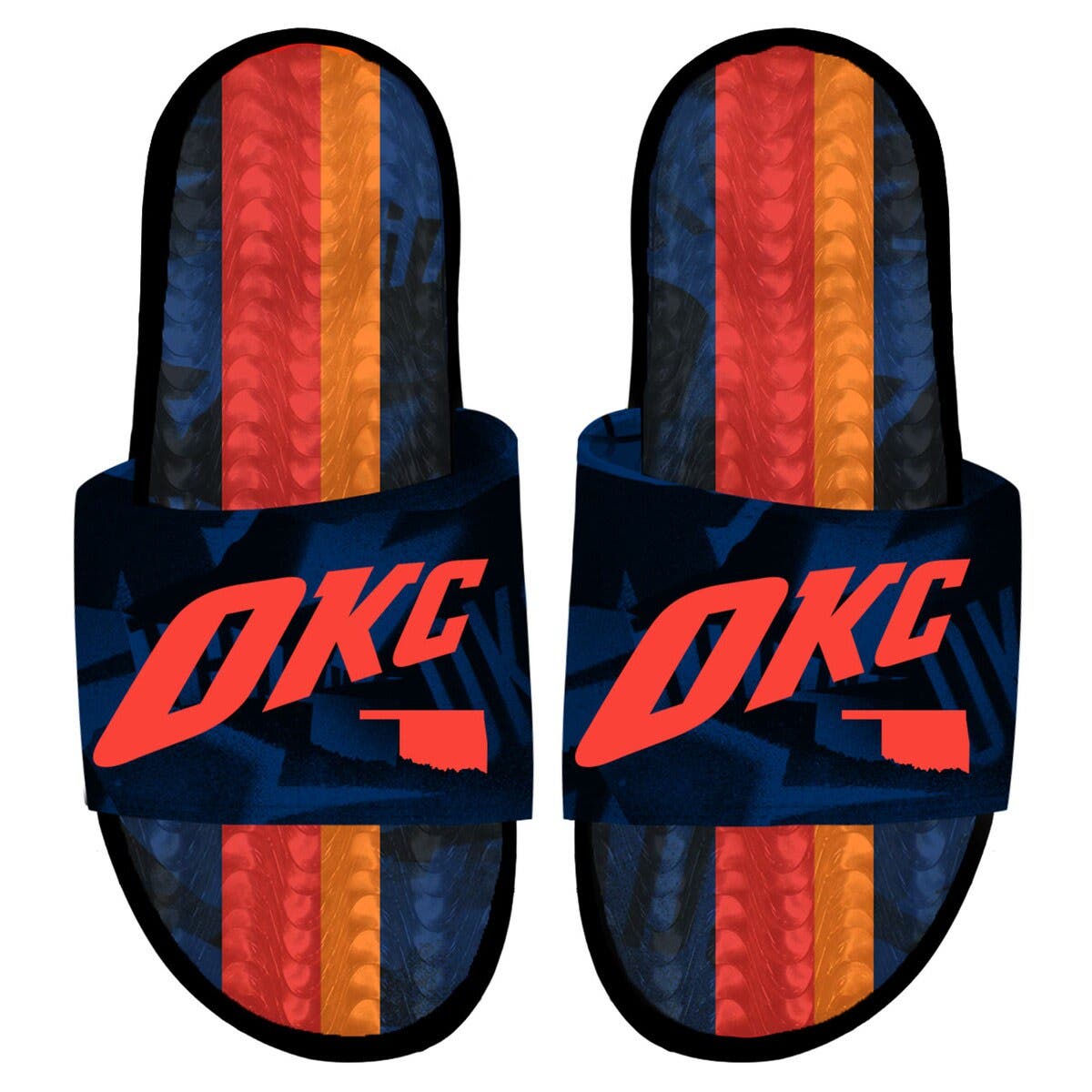 ISLIDE Men's ISlide  Black Oklahoma City Thunder 2023/24 City Edition Gel Slide Sandals, Main, color, 