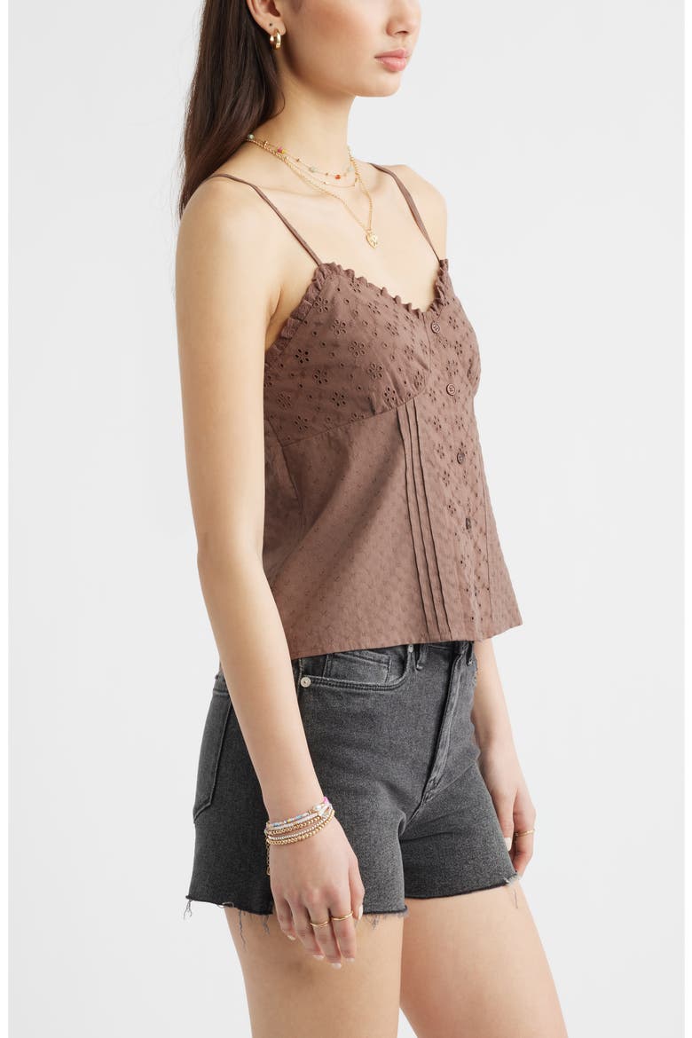 Cotton Eyelet Pintuck Camisole, Alternate, color, BROWN QUARTZ