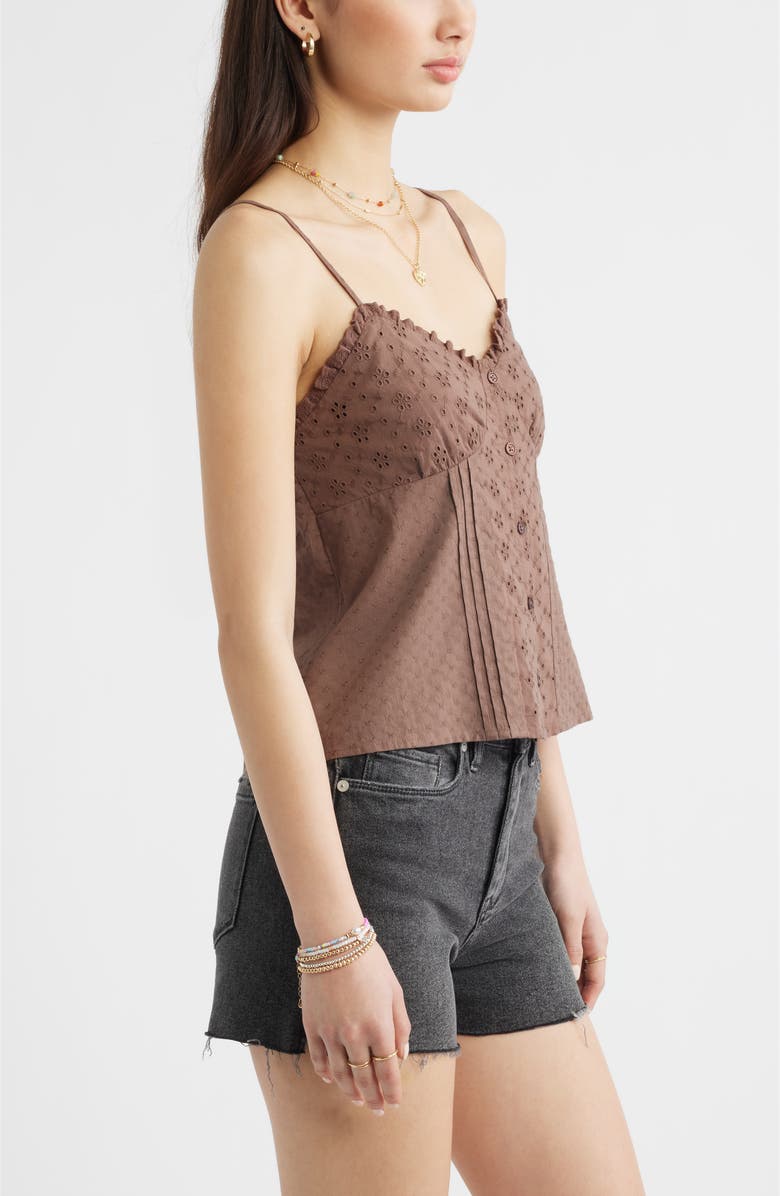 BP. Eyelet Pintuck Camisole, Alternate, color, Brown Quartz