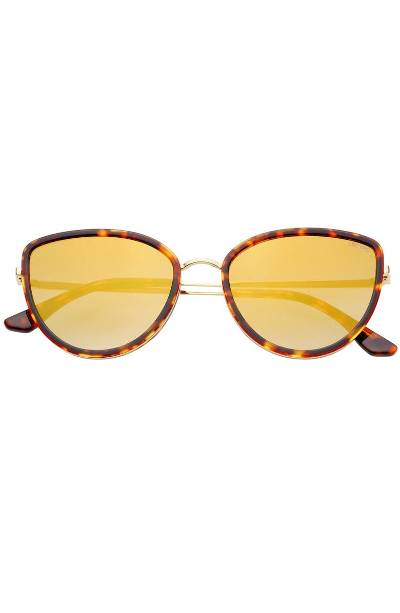 FREYRS Eyewear Luna Cat Eye Sunglasses, Main, color, Tortoise / Gold Mirror