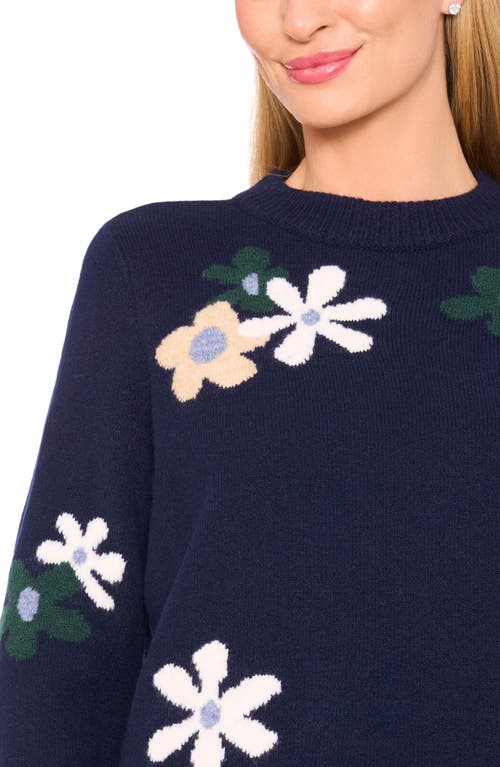 Cece Floral Crewneck Sweater In Multi