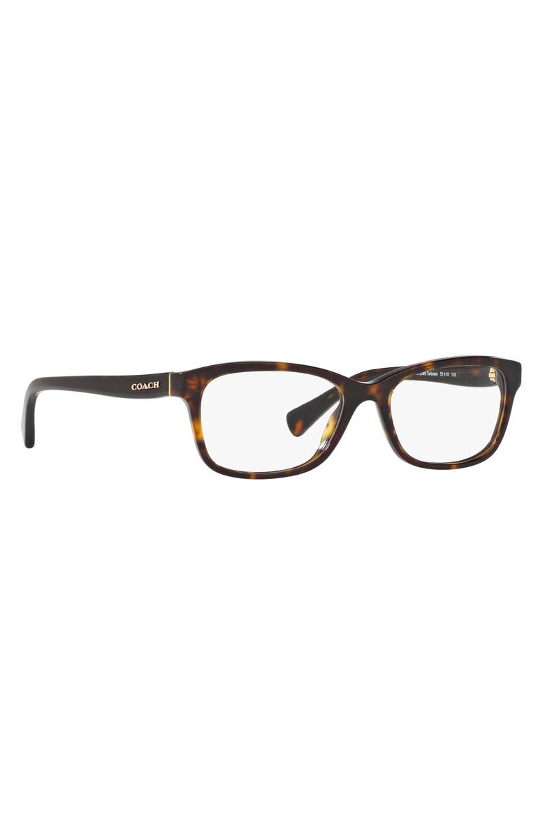 COACH 53mm Rectangular Optical Glasses, Alternate, color, Dark Tortoise / Demo Lens
