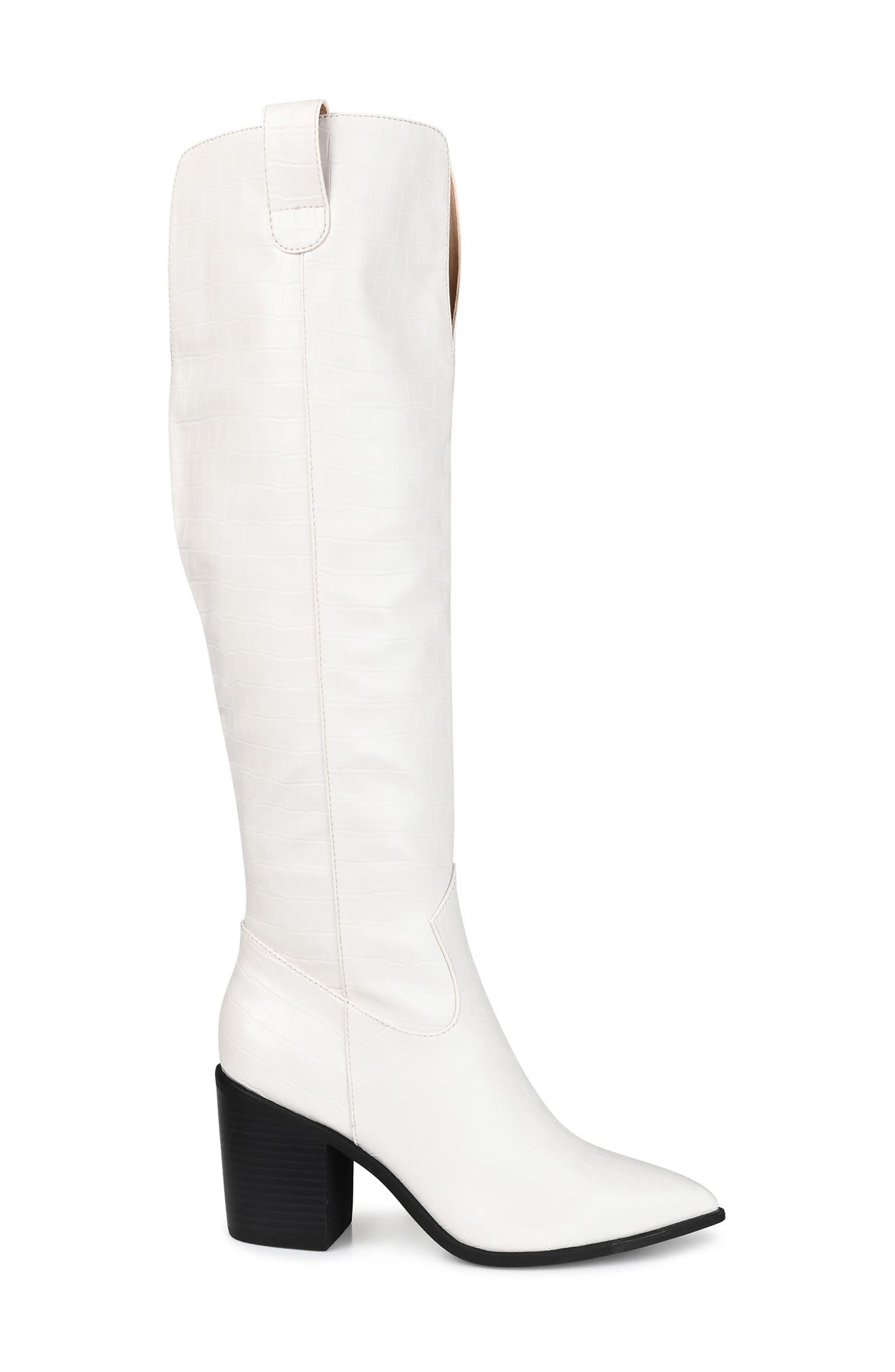 Journee Collection Therese Croc Embossed Knee High Boot - Extra Wide Calf, Alternate, color, Bone