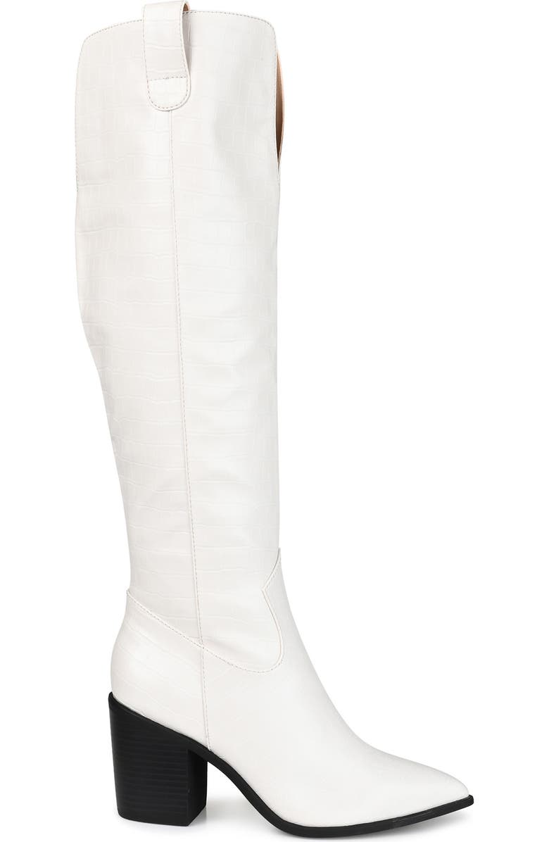 Journee Collection Therese Croc Embossed Knee High Boot - Extra Wide Calf, Alternate, color, Bone