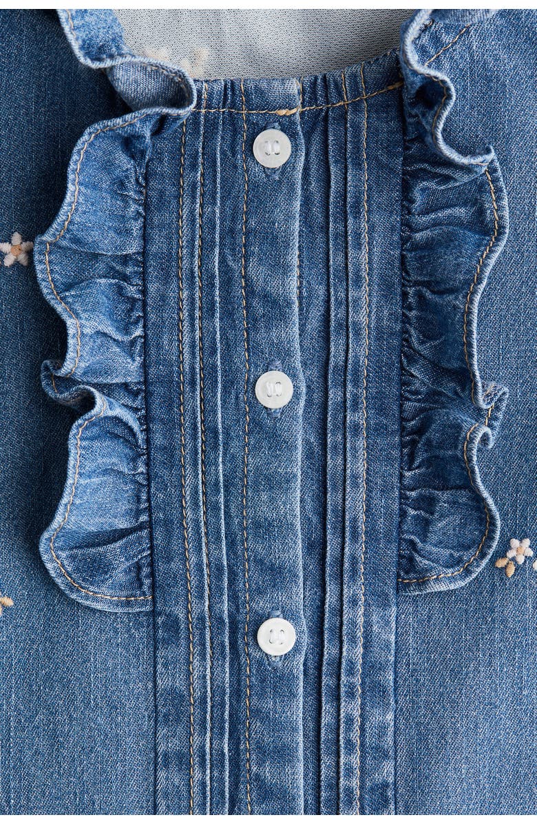 H&M Embroidery-detail Denim Blouse, Alternate, color, Denim Blue/Flowers